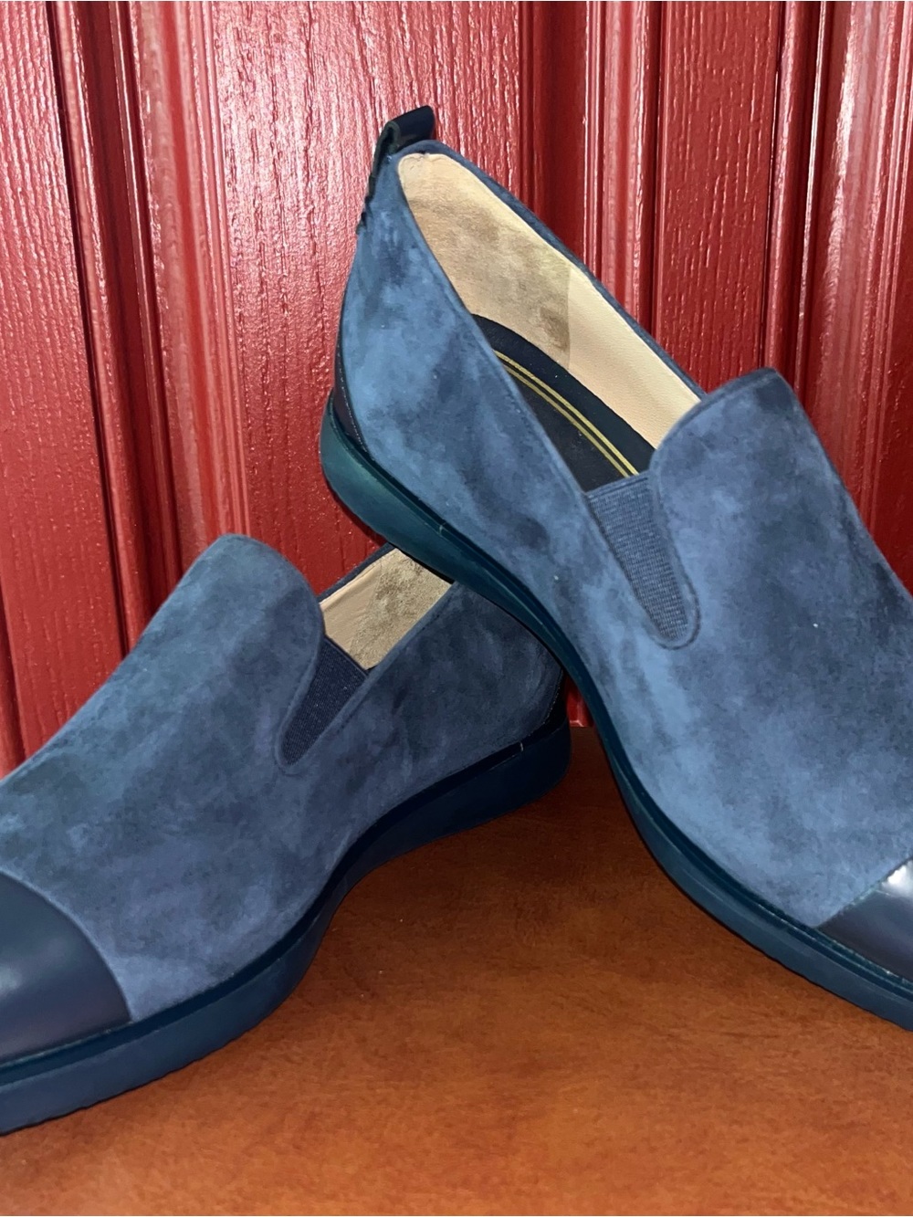 Cole Haan Grand Ambition Women's 7.5 B Blue Suede Leather Cap Toe Loafers - Picture 6 of 6